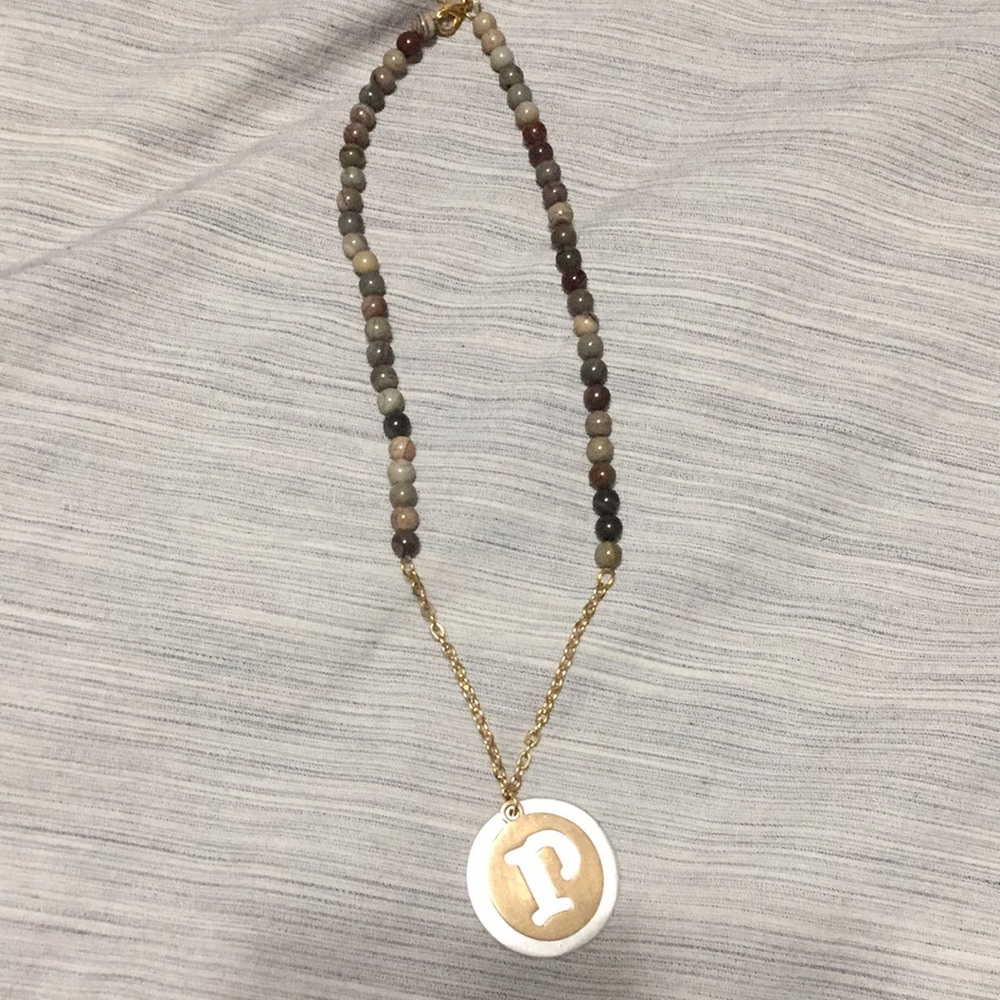 beaded letter p necklace